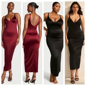 Victoria's Secret Satin Maxi Dress - Burgundy and Black